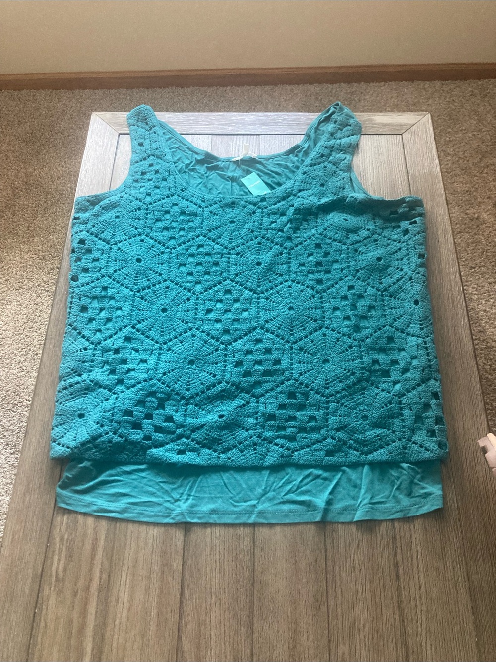 Maurices Teal Sleeveless Crochet Tank.  NWT 3X